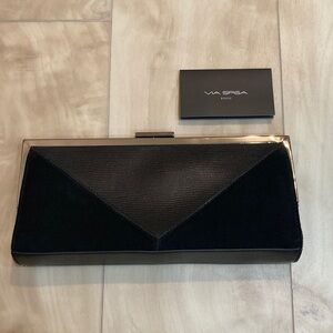 Via Spiga black leather clutch